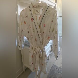 Anthropology Printfresh getting ready robe in cloud, fruit medley